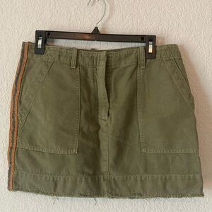 Nili Lotan mini skirt army green with orange and green stripes on sides